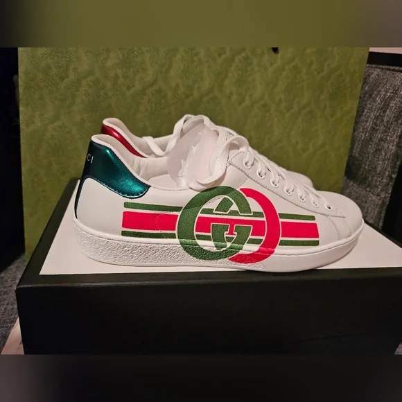 ATHANTIC GUCCI Sneakers White BRAND NEW SIZE 6.5 M 8.5 W.with COA - Picture 2 of 10